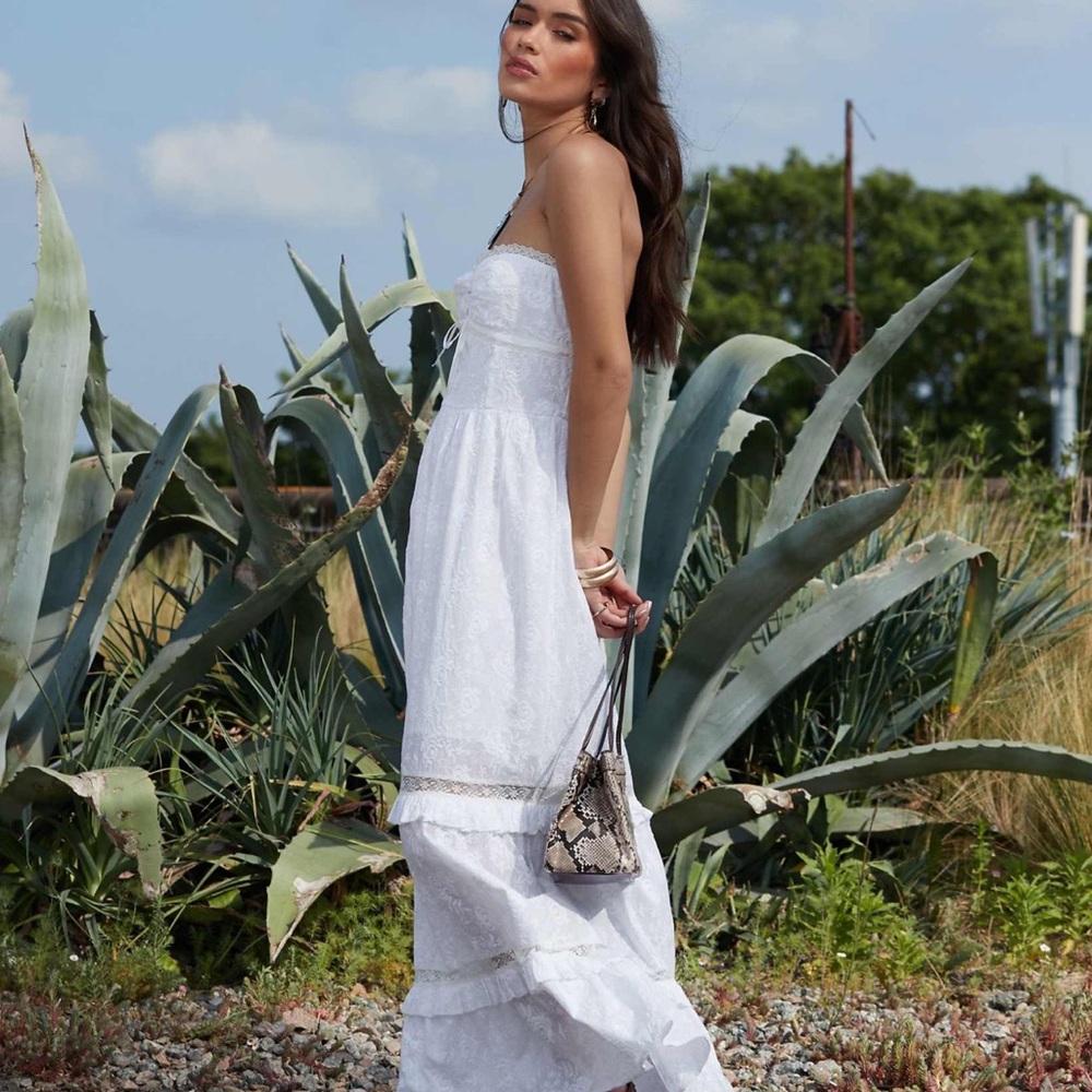 White Strapless Maxi Dress